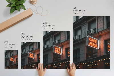 Poster Inquadratura suggestiva con insegne al neon della città