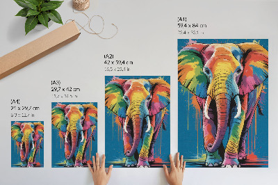 Foto su tela Elefante colorato, colori contrastanti, colore intenso