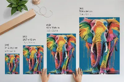 Foto su tela elefante con colori vivaci e contrasti intensi