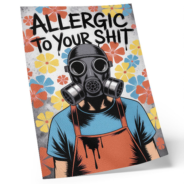 Poster Personaggio in stile fumetto con maschera e fiori colorati