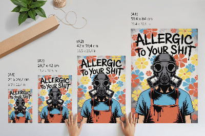 Poster Personaggio in stile fumetto con maschera e fiori colorati