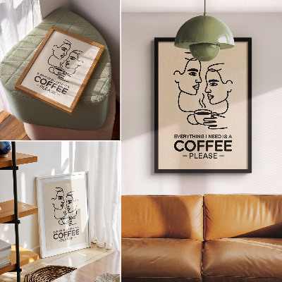 Stampa su tela Contorni del viso minimalisti a forma di tazza di caffè