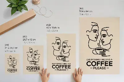 Stampa su tela con design minimalista di volti a forma di tazza di caffè