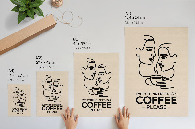 Stampa su tela Contorni del viso minimalisti a forma di tazza di caffè