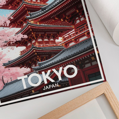 Poster Architettura della pagoda Fiori rosa Armonia