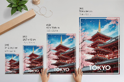 Poster Architettura della pagoda Fiori rosa Armonia