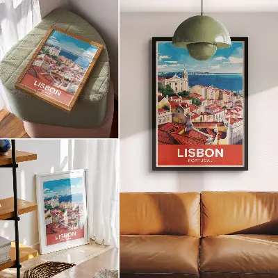 Stampa su tela panorama urbano con colori caldi e atmosfera tranquilla