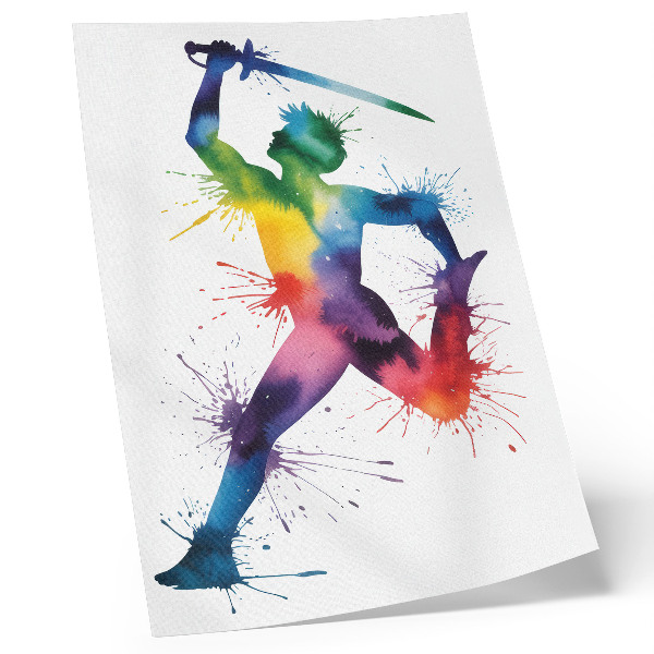Stampa su tela Una figura dai colori vivaci con una spada