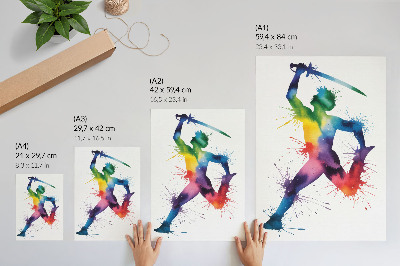 Stampa su tela Una figura dai colori vivaci con una spada
