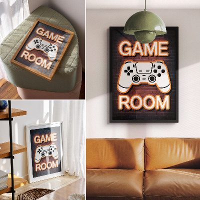 Foto su tela Controller per insegne al neon su sfondo nero