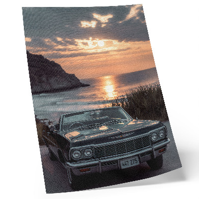 Foto su tela Auto retrò tramonto mare nostalgico