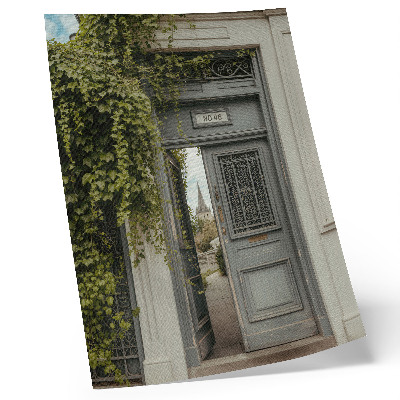 Poster Porta antica ricoperta d'edera, sentiero misterioso