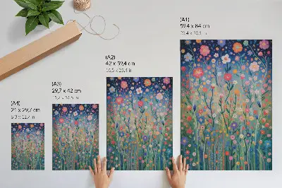 Foto su tela splendidi fiori sotto un cielo stellato