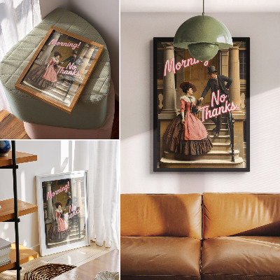 Poster costumi storici iscrizioni pastello modernità