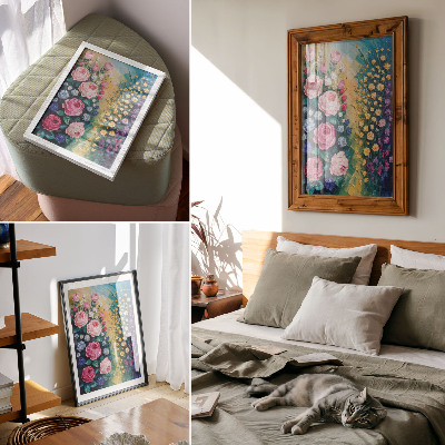 Stampa su tela Fiori, rose, colori vivaci, atmosfera astratta