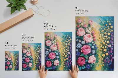Stampa su tela Fiori, rose, colori vivaci, atmosfera astratta