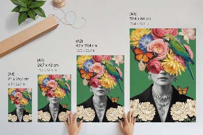 Poster Fiori, uccelli, farfalle, figure eleganti, surrealismo
