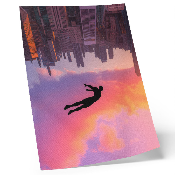 Stampa su tela La silhouette di una città moderna si staglia contro un cielo colorato.