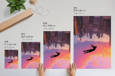 Stampa su tela La silhouette di una città moderna si staglia contro un cielo colorato.