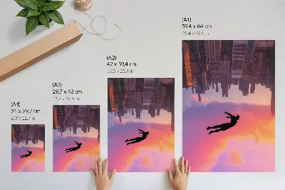 Stampa su tela silhouette di una città moderna con cielo colorato