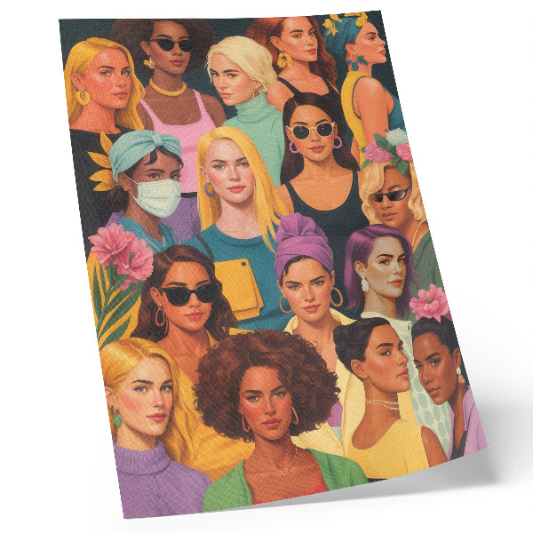 Poster Ritratti colorati di donne con diverse acconciature alla moda.