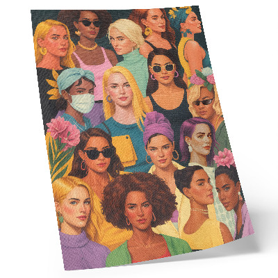 Poster Ritratti colorati di donne con diverse acconciature alla moda.