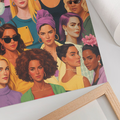 Poster Ritratti colorati di donne con diverse acconciature alla moda.