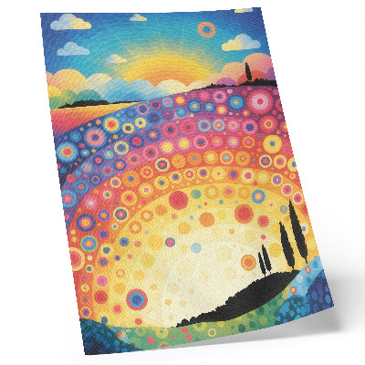 Poster Cerchi arcobaleno pieni di energia sullo sfondo di un tramonto