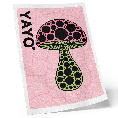 Stampa su tela con design moderno a tema funghi geometrici
