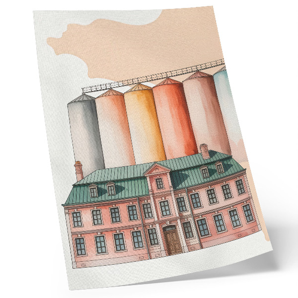 Foto su tela Edificio classico e silos colorati
