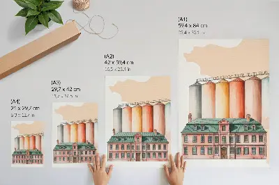 Foto su tela edificio classico con silos colorati