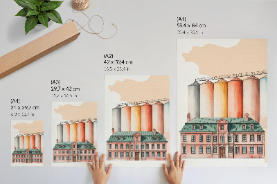 Foto su tela Edificio classico e silos colorati