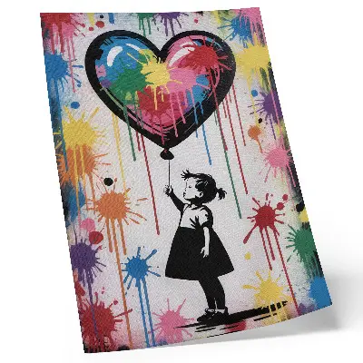 Poster figura in bianco e nero con cuore colorato in stile graffiti