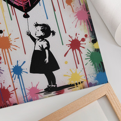 Poster Figura in bianco e nero con un cuore colorato in stile graffiti.