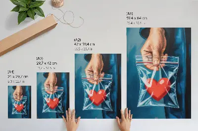 Stampa su tela con forti contrasti di rosso e blu in stile moderno