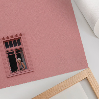 Foto su tela Muro rosa con una figura alla finestra