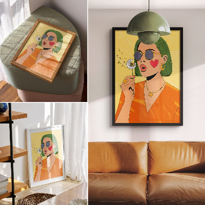 Poster Illustrazione pop art con capelli verdi