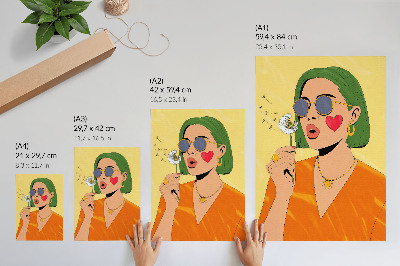 Poster Illustrazione pop art con capelli verdi