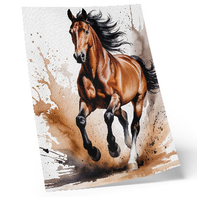 Foto su tela Cavalli in movimento con macchie beige sullo sfondo