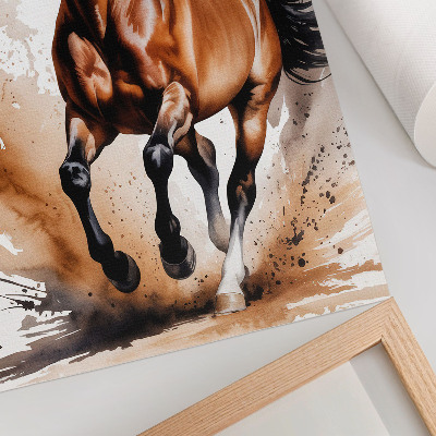Foto su tela Cavalli in movimento con macchie beige sullo sfondo