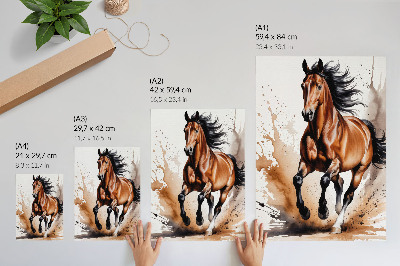 Foto su tela Cavalli in movimento con macchie beige sullo sfondo