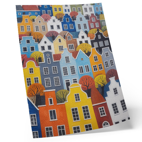Poster Case popolari colorate di diverse forme e colori in armonia