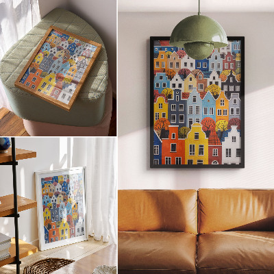 Poster Case popolari colorate di diverse forme e colori in armonia