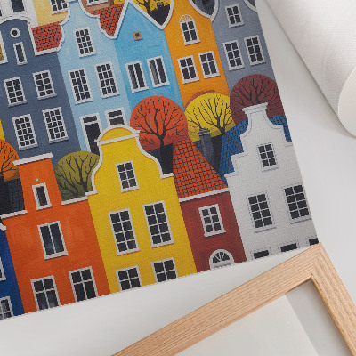 Poster Case popolari colorate di diverse forme e colori in armonia