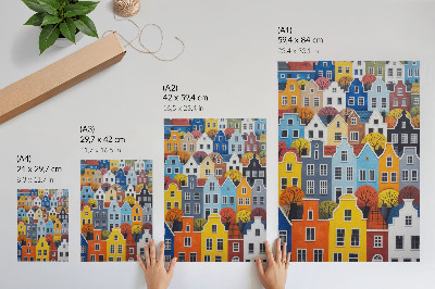 Poster Case popolari colorate di diverse forme e colori in armonia