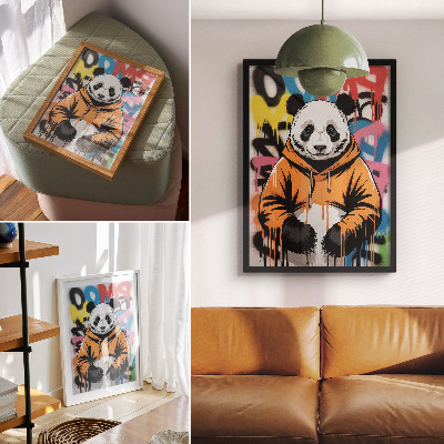 Stampa su tela Panda in felpa con graffiti, stile street