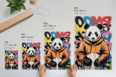 Stampa su tela panda con felpa e graffiti in stile street
