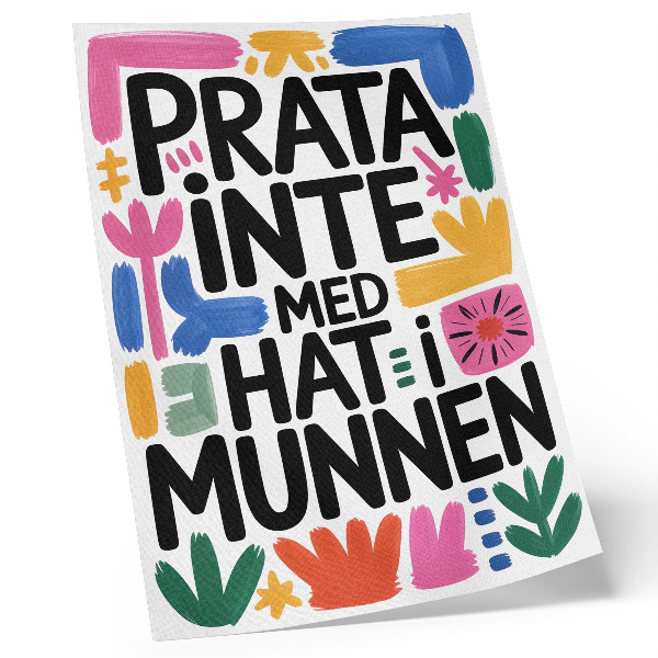 Stampa su tela Lettere nere con tratti colorati, stile moderno