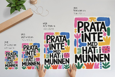Stampa su tela Lettere nere con tratti colorati, stile moderno
