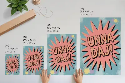 Foto su tela con colori dinamici e scritte a contrasto